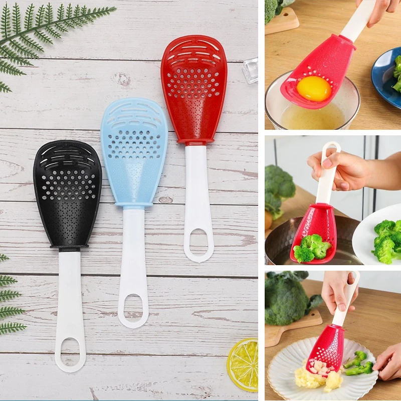 Multifunctional Filter Colander Household Kitchen Grinding Spoon Grinding Ginger Garlic Press Silicone Egg White Separator