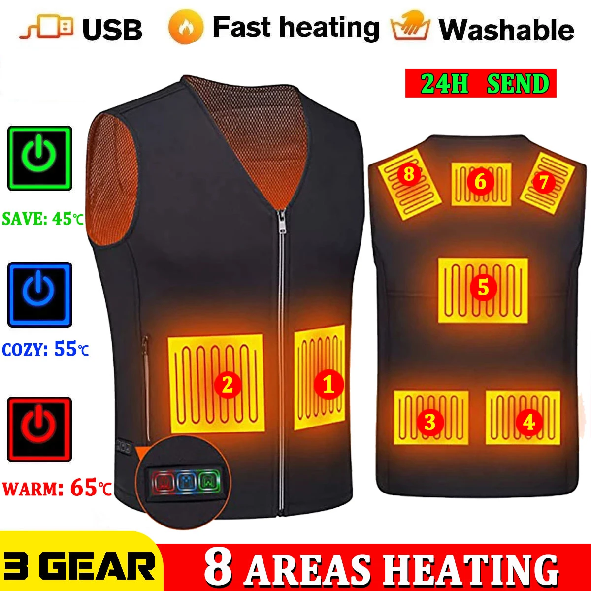 Winter Warm Men Jacket smart Heated Vest USB trekking Electric Heating Jacket Body Warmer Heating Pad hunting heated vest Jacket