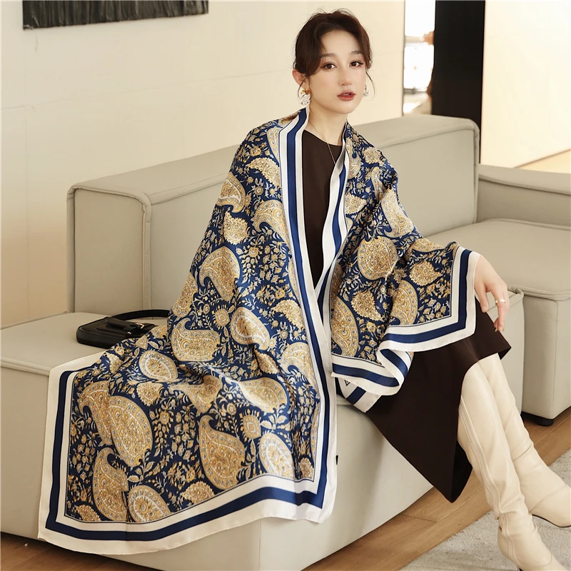 2021 New Design Brand Silk Scarves Summer Women Shawls and Wraps Print Hijabs Scarfs Foulard Femme Pashmina Beach Stoles Luxury