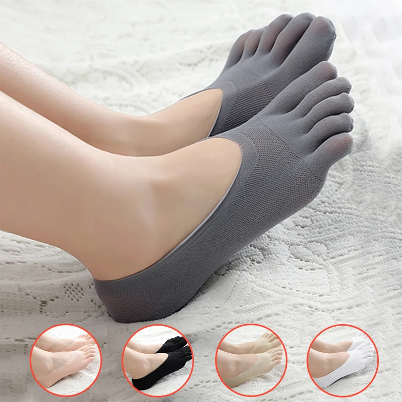 Women Summer Five-finger Socks Female Ultrathin Sock Funny Toe Invisible Sokken Silicone Anti-skid Anti-friction Ecmln Dropship