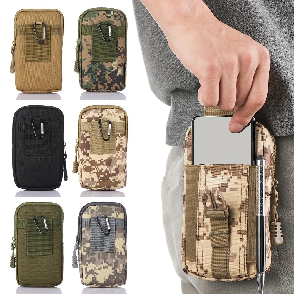 1Pc Military Camouflage Small Pocket Belt Waist Bag Men Tactical Molle Pouch Outdoor Running Military Pack Travel Camping Bags
