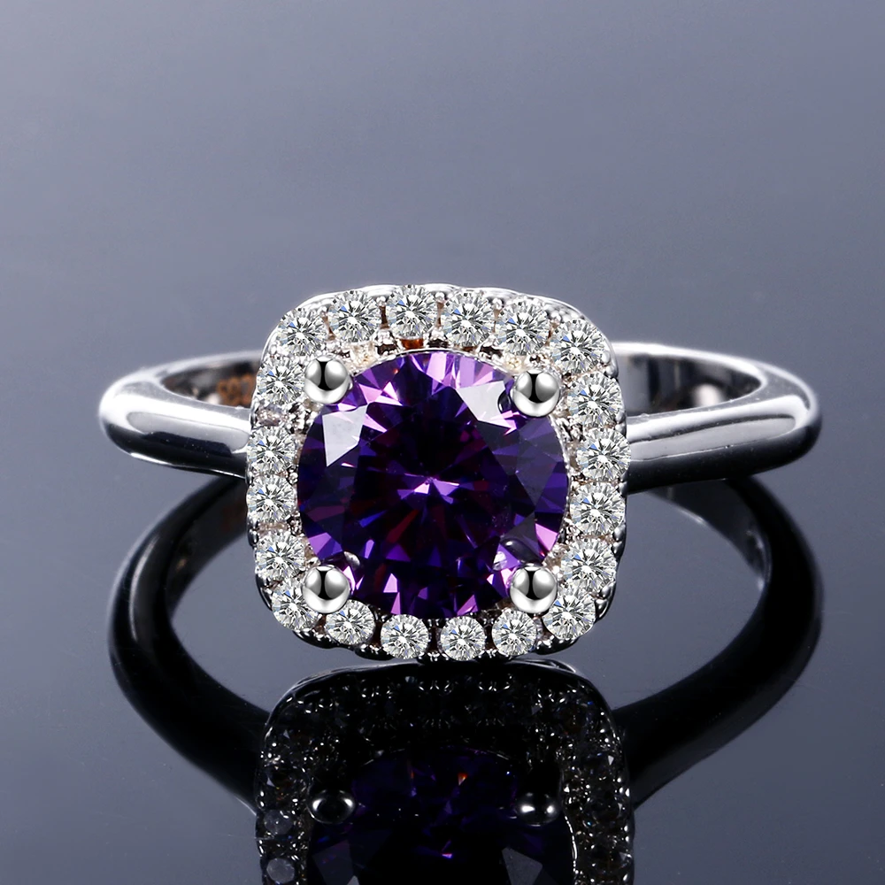 Nasiya New Trendy Hot Sale Wedding Rings Created Amethyst Ring For Women Fashion 925 Silver Jewelry With Gemstone Party Gift