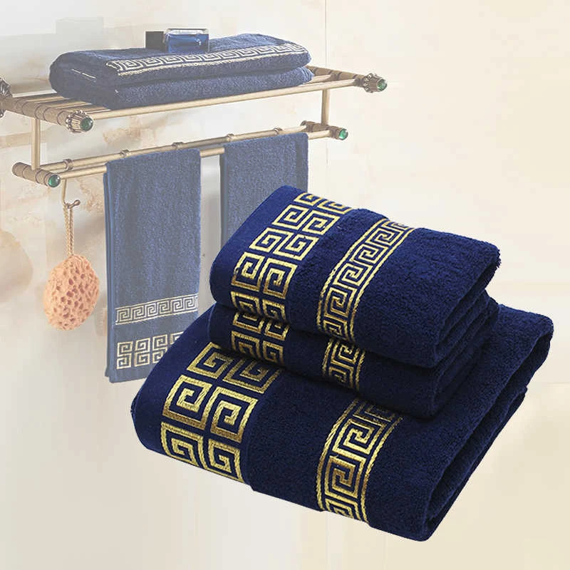100% Cotton Towel Set Bathroom Geometric Pattern Bath Towel For Adults Face Hand Towels Terry Washcloth Travel Sport Towel