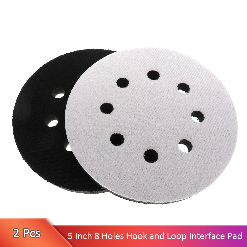 2Pack 5 Inch 125MM 8 Holes Soft Density Interface Pads Hook and Loop 5