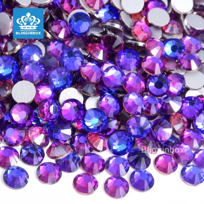 1440PCS New Purple Velvet Crystal Loose Non Hot Fix Rhinestones Glass Strass Non Hotfix Rhinestone DIY Nails Decorations H1083