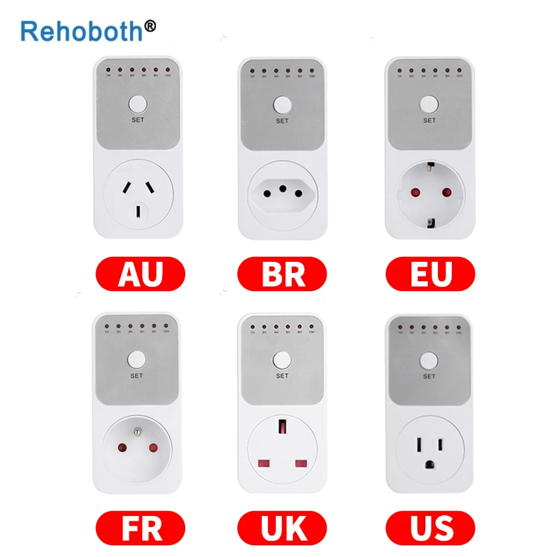 US EU UK 10Hr Countdown Timer Switch Socket Plug Intelligent Time Setting Control Socket Electricity Power Metering Socket