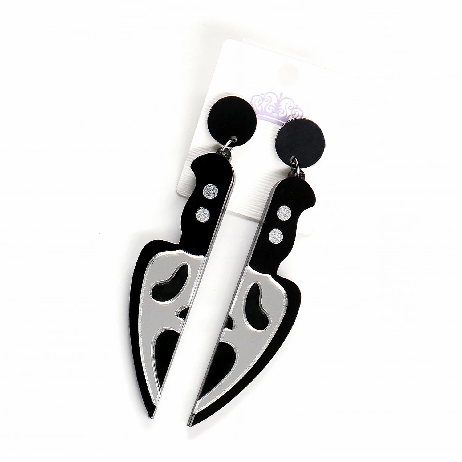 (1pair)  Halloween Dangle Earrings Holiday Acrylic  Skull Knife