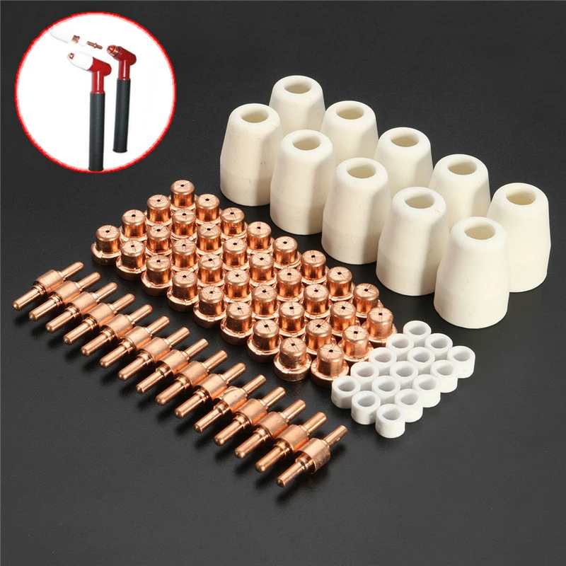 75pcs Plasma Cutter Accessories For Cutter Torch Consumables KIT Electrodes TIPS Nozzles Fit CUT40 CUT50