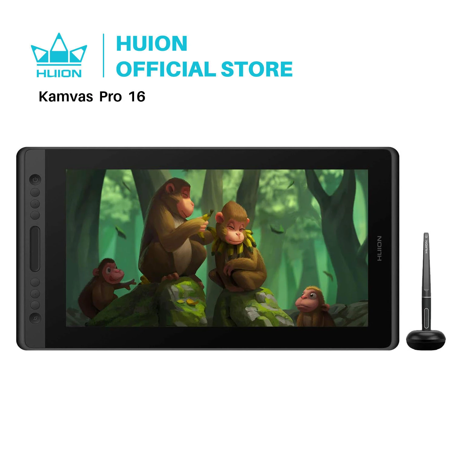 Huion Graphic Monitor Kamvas Pro 16 Drawing Tablet Screen 15.6 Inch Digital Tablets Draw Display with Battery-free Stylus Pen