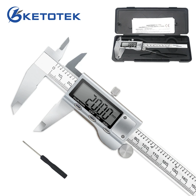 Digital Vernier Caliper 6 Inch 150mm Stainless Steel Electronic Metal Caliper Micrometer Depth Measuring Tools