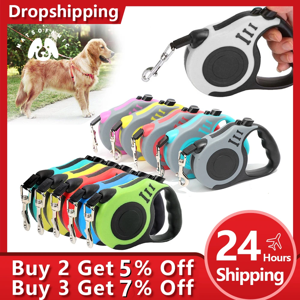 3m/5m Durable Dog Leash Automatic Retractable Dog Roulette Nylon Dog Collar Extension Puppy Walking Running Lead Dog Accessories