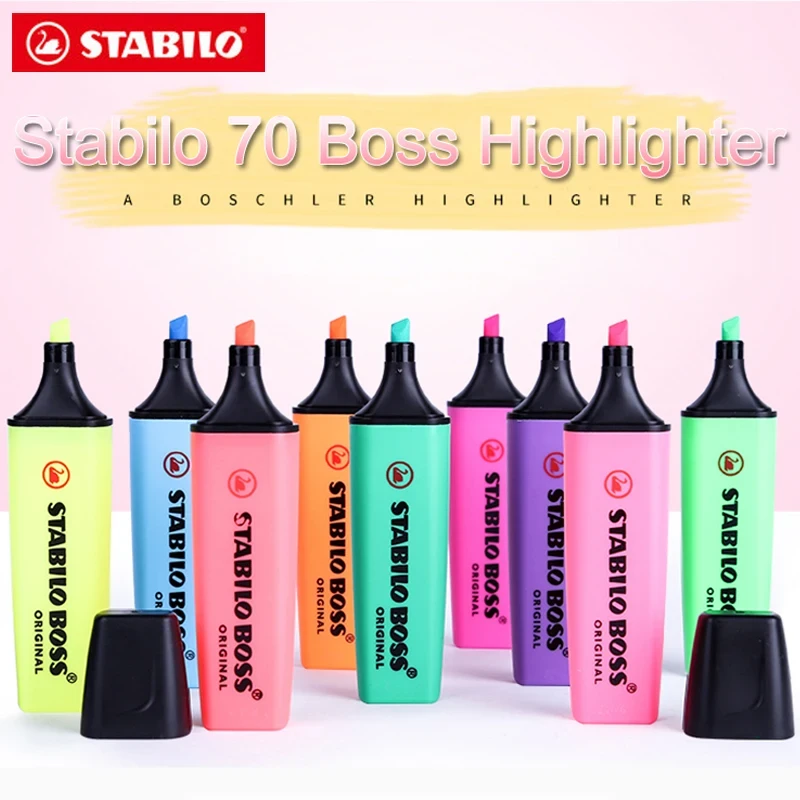 1PCS Stabilo Textmarker Boss Original 70 Highlighter Children Stroke Key Mark with Large Capacity Color Small Fresh Marker Pen