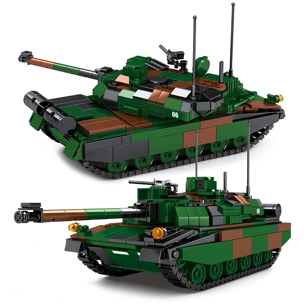 Military M1A2 T-14 Leopard 2A7+ Main Battle Tank Building Blocks WW2 with Soldiers Figures Army Bricks Boy Toys For Children
