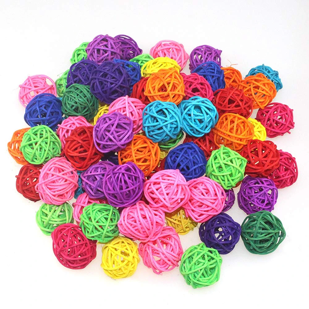 10Pcs/lot 3cm Artificial Straw Ball For Birthday Party Wedding Decoration Rattan ball Christmas Decor Home Ornament Supplies