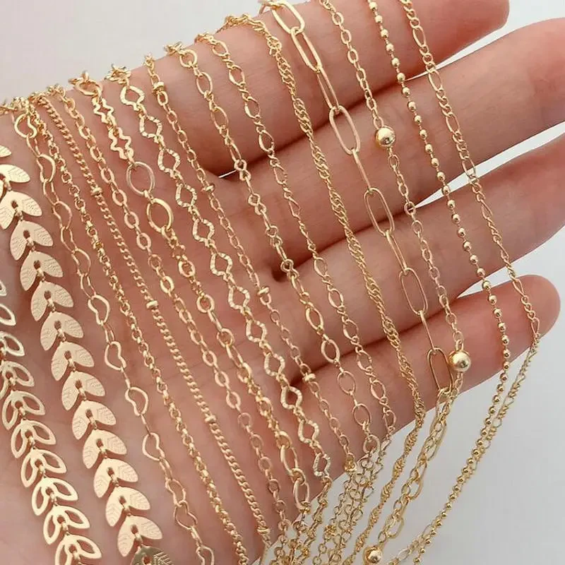 14K Gold Color Plated Brass Round Link Chains Necklace Chains High Quality Jewelry Accessories