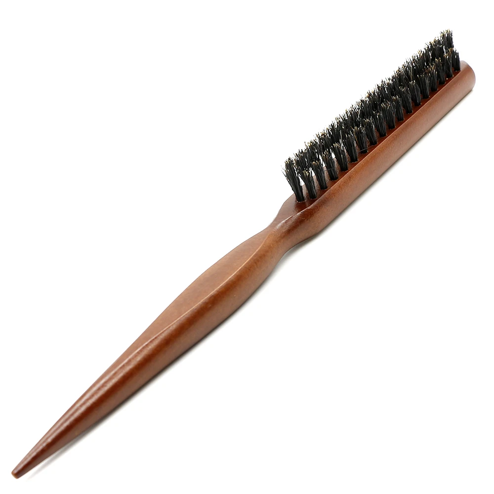 Pure Boar Bristle Hair Dress Comb Fluffy Wood Handle Hair Brush Anti Loss Wooden Barber Hair Comb Scalp Hairdresser Styling Tool