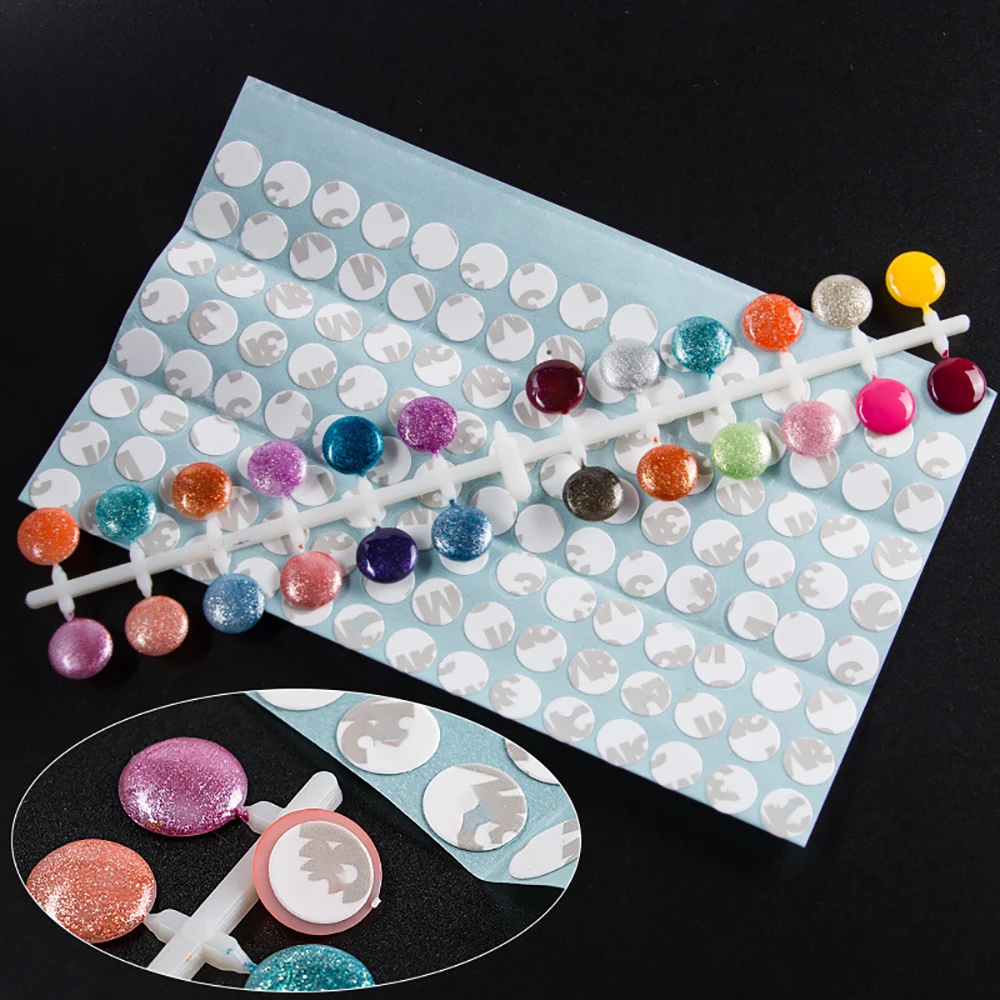 120pcs Nail Polish Display Table with Stickers Salon Nail Color Showing Shelf Manicure Flat Back Color Card Swatch Nail Art Tool