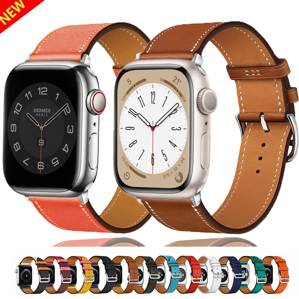 Leather Strap For Apple Watch Band 44mm 45mm 40mm 38mm 42 Single Tour Bracelet Watchband Correa iWatch Serie 3 4 6 SE 7 45 41mm