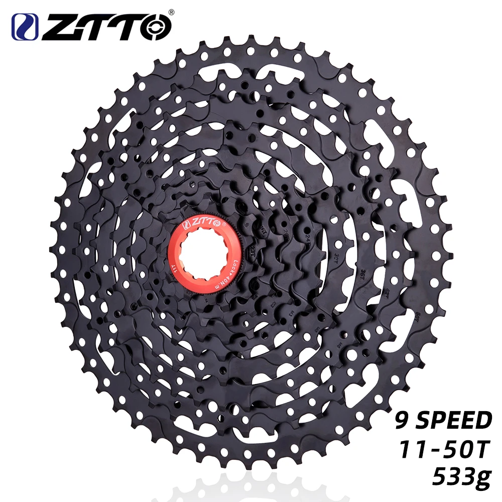 ZTTO 9 Speed Mountain Bike Cassette 11-50T Wide Ratio MTB 9speed Bicycle Sprocket 9S Freewheel Compatible with M430 M4000 M590