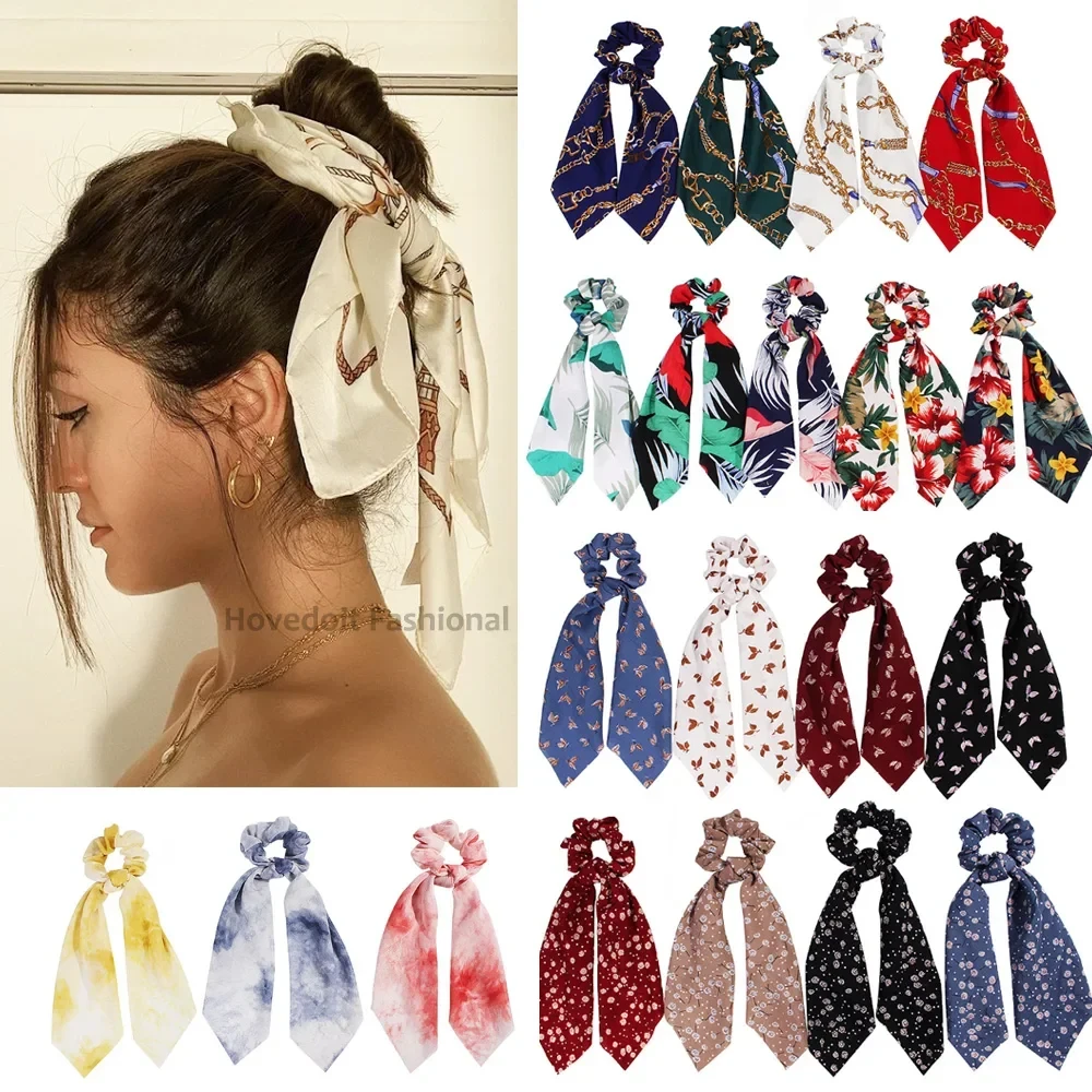 New Chiffon Bowknot Elastic Hair Bands for Women Girls Scrunchies Headband Hair Ties Ponytail Holder Fashion Hair Accessories