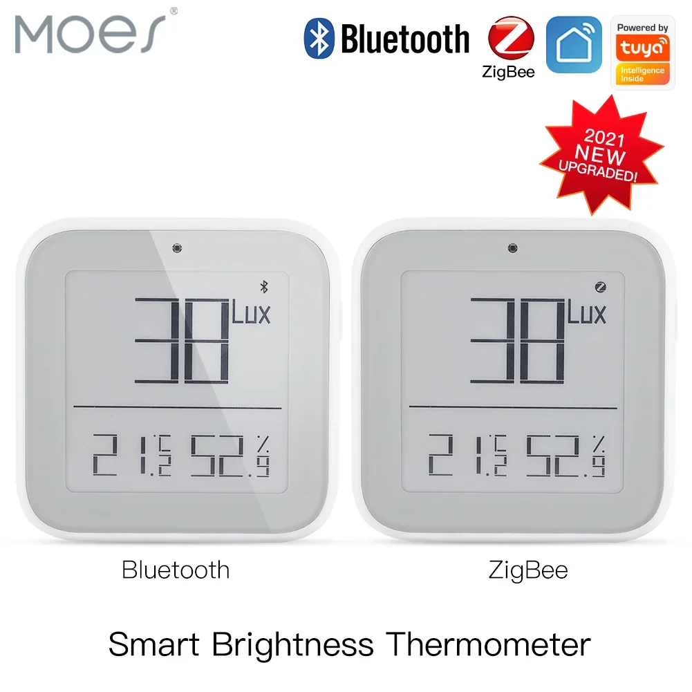 Moes Smart ZigBee Bluetooth Mesh Brightness Thermometer Light Temperature Humidity Sensor Detector Tuya Smart App Control