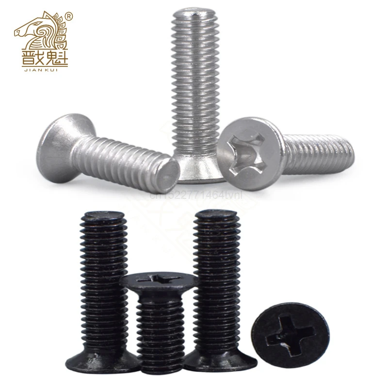 50pcs M1 M1.2 M1.4 M1.6 M2 M2.5 M3 M4 Mini Micro Small Black 304 Stainless steel Cross Phillips Flat Countersunk Head Screw Bolt