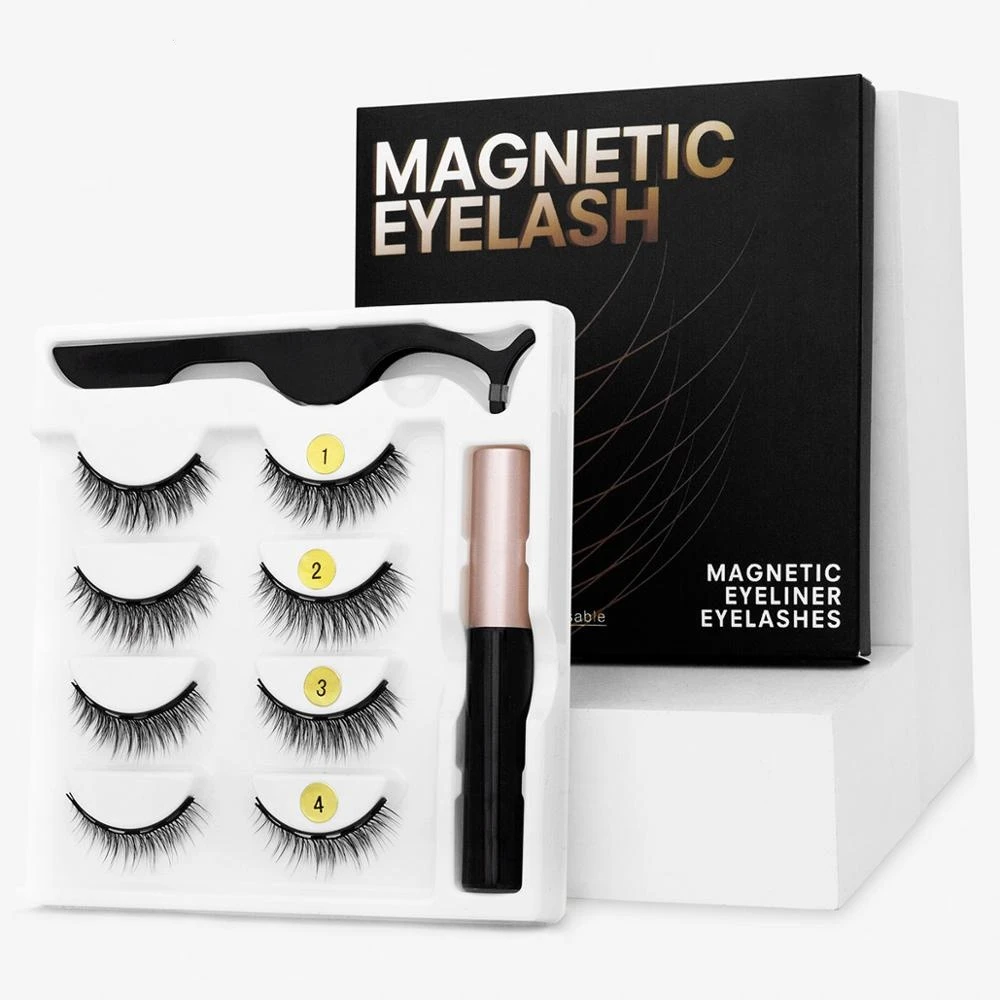 Magnetic Eyelashes 3D Mink Eyelashes Magnetic Eyeliner Magnetic Lashes Short False Lashes Lasting Handmade Eyelash Makeup Tool