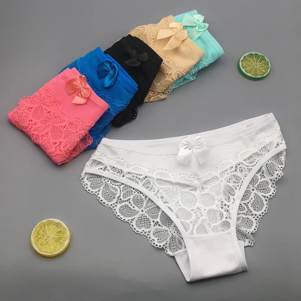 3 Pcs / Lot New Arrival 2021 Sexy Underwear Cotton Lace Transparent Panties M L XL 9358