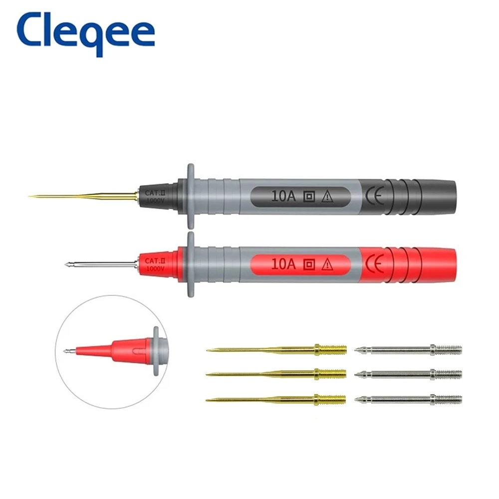 Cleqee P8003 p8001 1set 2pcs Multimeter Probe Replaceable gilded Needle Multi-purpose Test pen