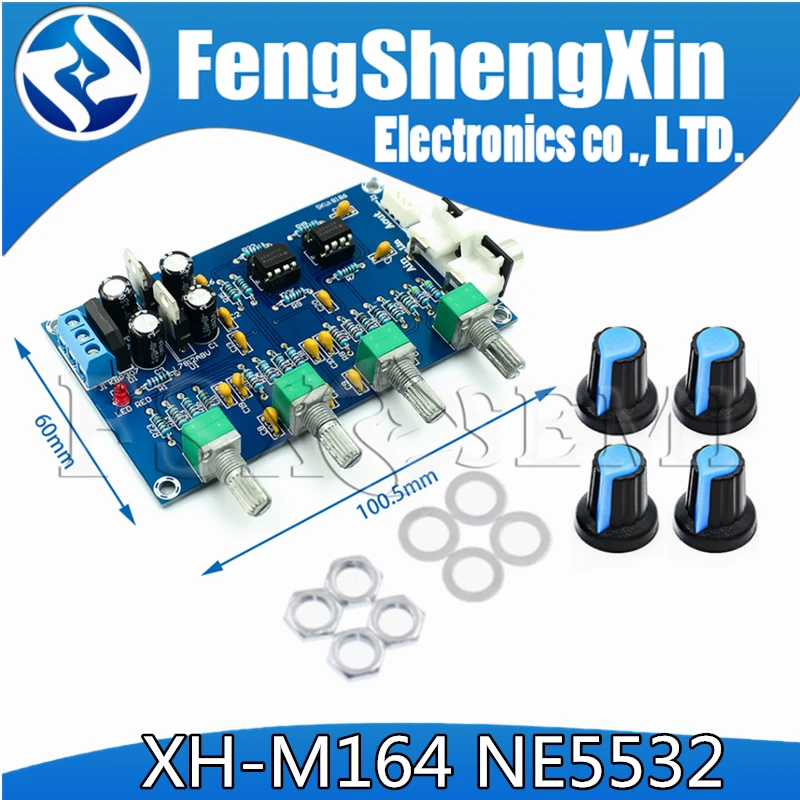 XH-M164 NE5532 Tone Amplifier Board Preamplifier AC 12V-15V Power Supply Dual Channel Audio Amplifier Board 4 Way Adjustment