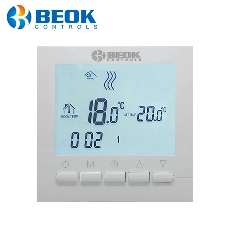 Beok Wired Digital Room Thermostat for Gas Boiler Heating Thermostats 3A White Backlight Programmable Thermoregulator BOT-313W