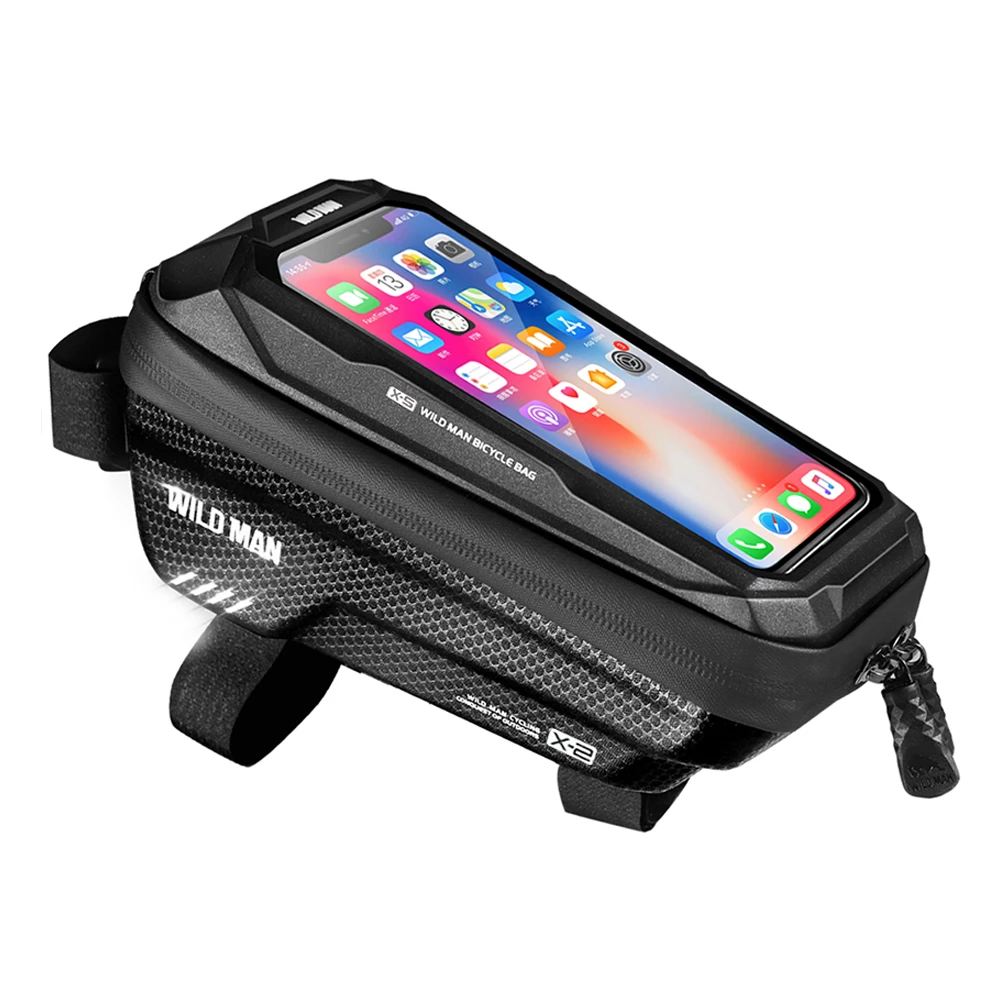 WILD MAN Bicycle Bag Phone Bag Waterproof Front Frame Bag Sensitive Touch Screen MTB Road Bike Accessories