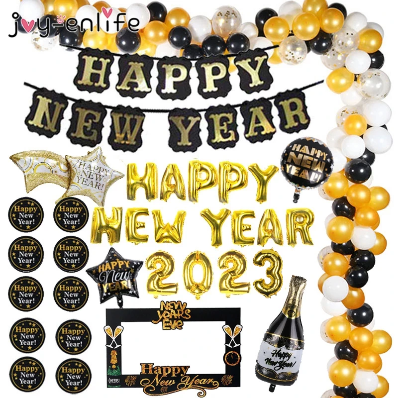 Christmas Decorations for Home Happy New Year Eve Party 2022 Decoration Black Banner Photo Booth Frame Props Natal Noel Nordica