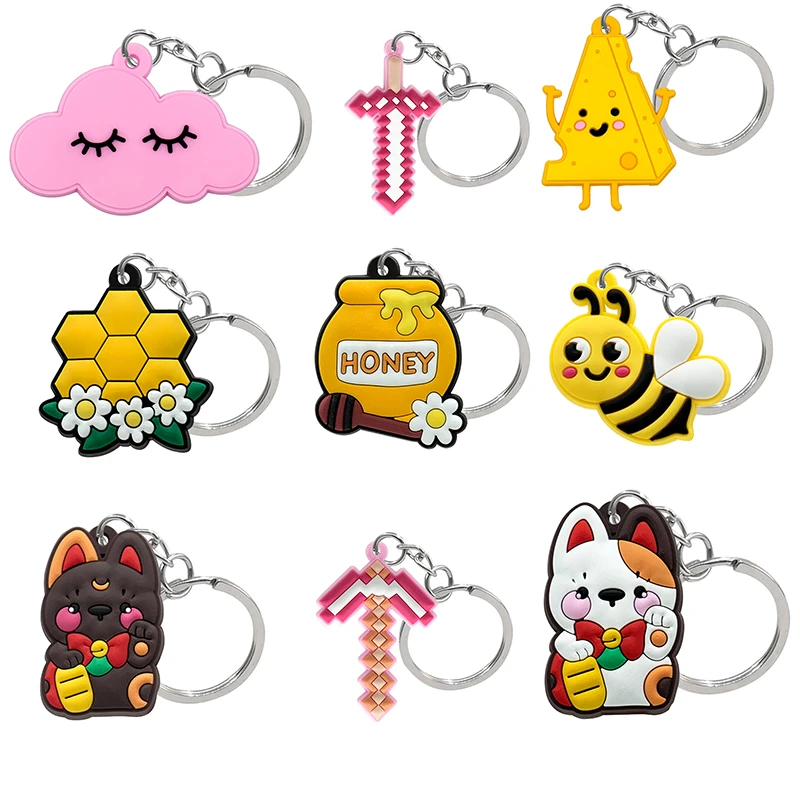 1PCS PVC fashion key ring hero Cartoon figure Key chain Anime pattern Personality key-holder for man car keys bag decoration