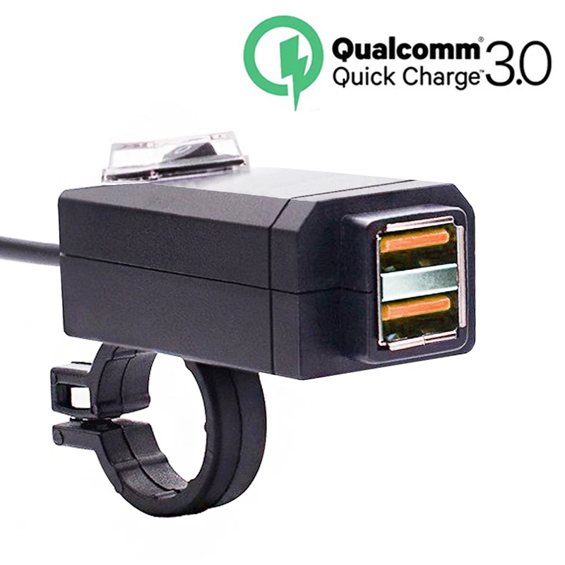 EAFC QC3.0 USB Motorcycle Charger Waterproof Dual USB Quick Change 3.0 12V Power Supply Adapter Universal Charge for Phone