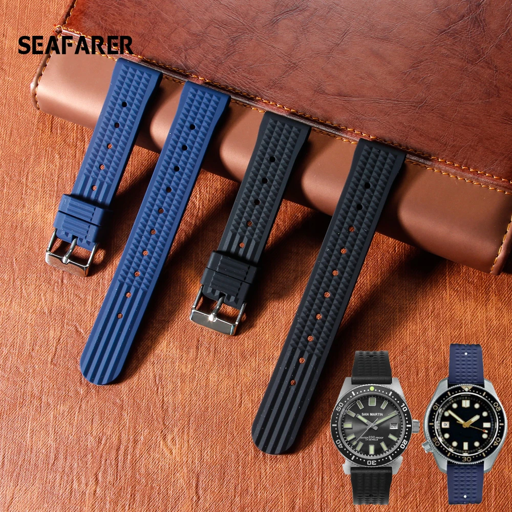 Silicone Rubber Watch Strap 20mm 22mm Watch Band for Seiko SRP777J1 Watch Strap Diving Waterproof Bracelet Replacement for Men