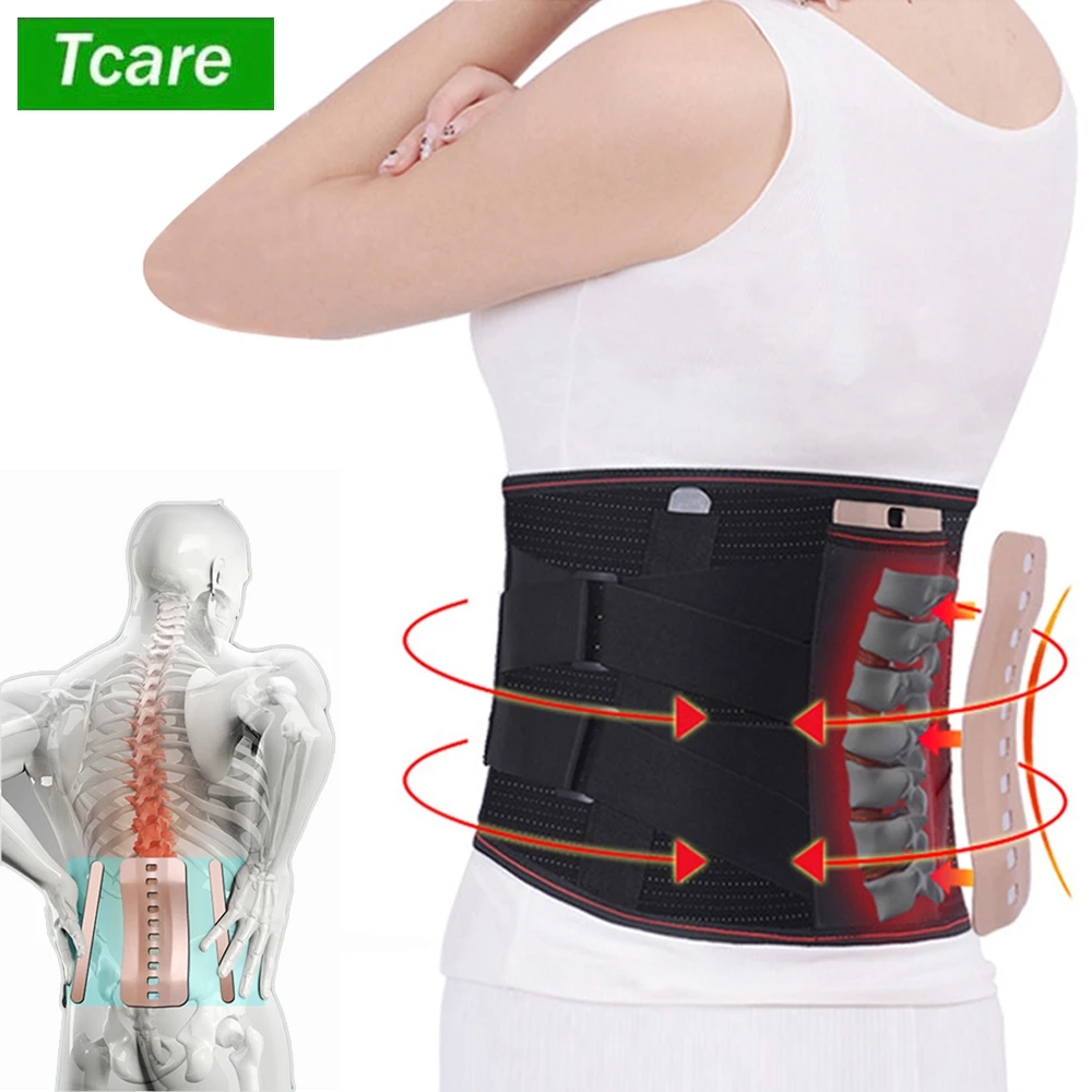 Tcare 1Piece Lumbar Support Belt Disc Herniation Orthopedic Medical Strain Pain Relief Corset for Back Spine Decompression Brace