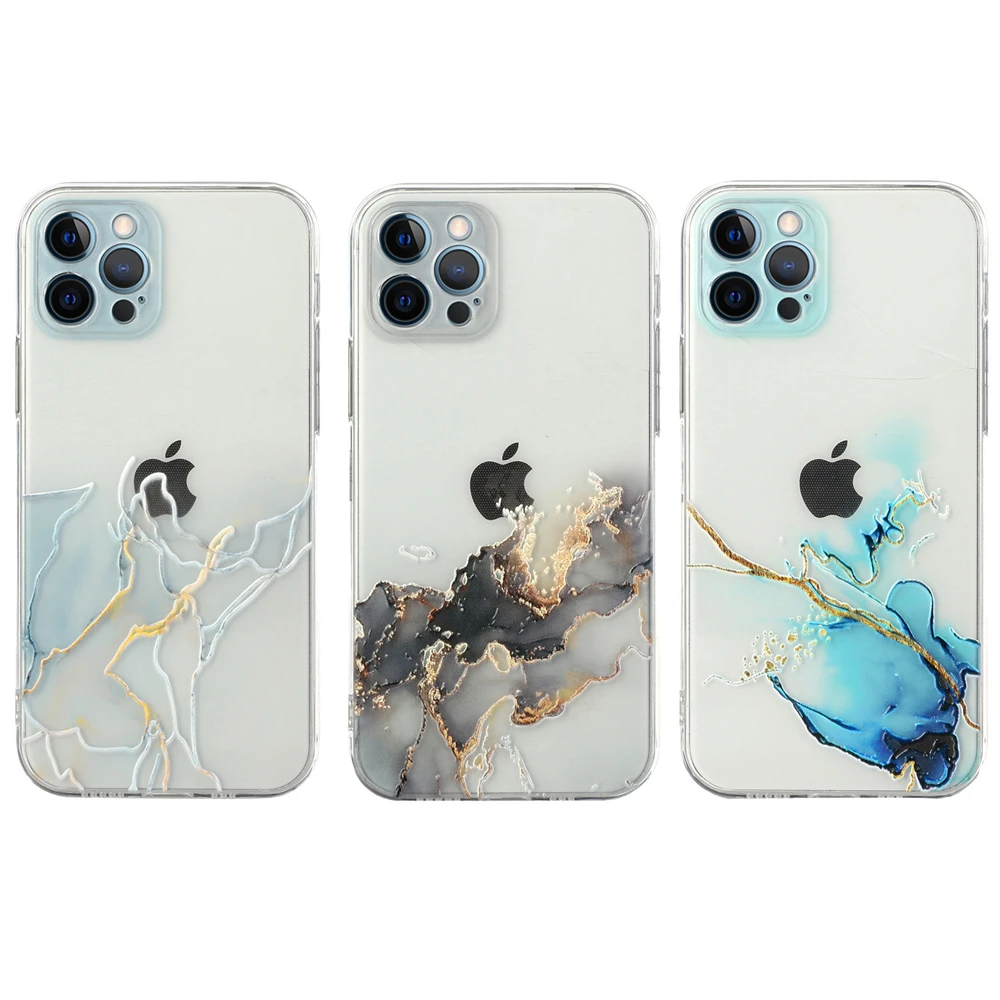 for iPhone 13 12 11 Pro Max Mini XS Max XR X 7 8 Plus SE 2020 Case IMD Bling Marble Soft Transparent Cover Funda Housing Coque