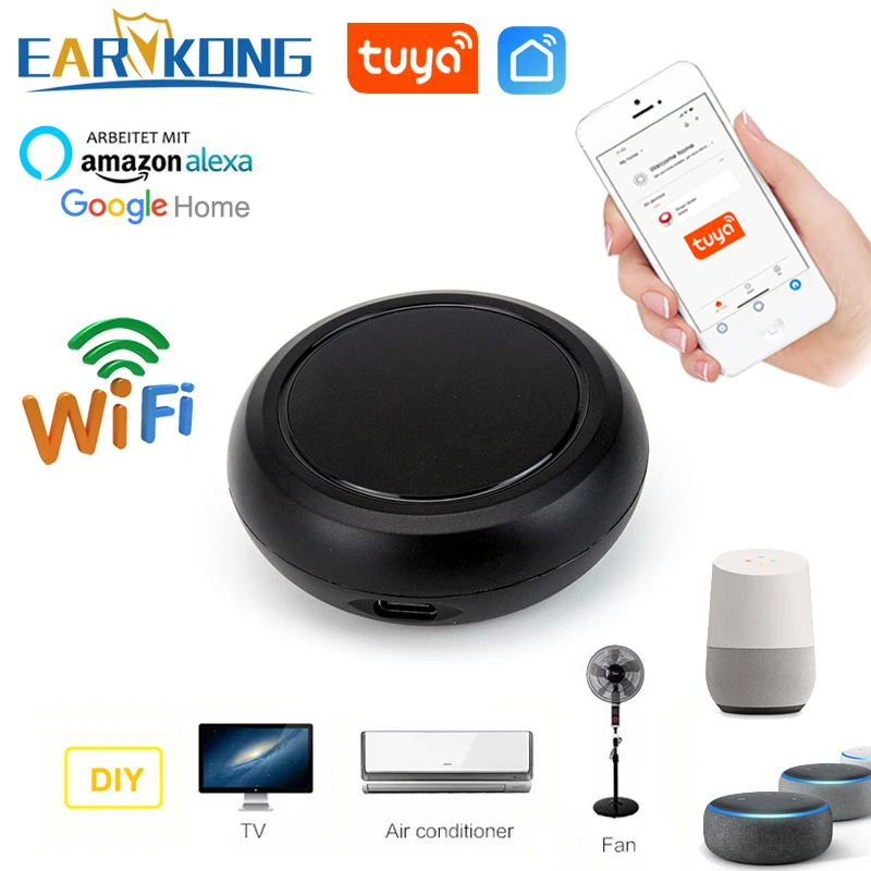 EARYKONG Tuya WiFi IR Remote Control for Air Conditioner TV Fan Smart Home Infrared Universal Remote , Support Alexa Google Home