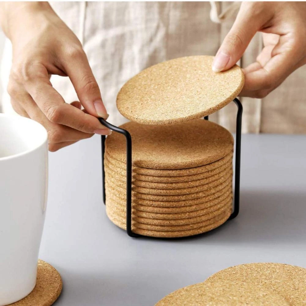 Natural Round Wooden Slip Slice Cup Mat 6/10/20PC Coaster Tea Coffee Mug Drinks Holder for DIY Tableware Decor Durable Pad