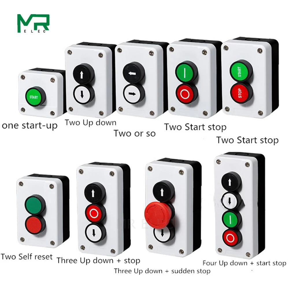 start stop self sealing waterproof button switch emergency stop industrial handhold control box With arrow symbol