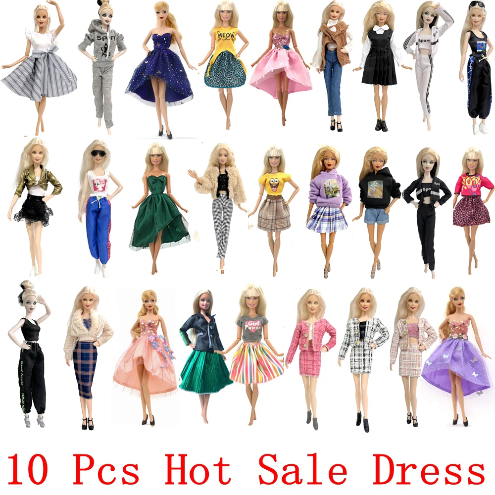 NK 10 Pcs  Princess Doll Dress Noble Party Gown For Barbie Doll Accessories Fashion Design Outfit Best Gift For Girl' Doll JJ