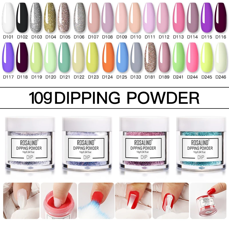 ROSALIND Nail Dipping Powder Gel Of Nails Extension  Extension Crystal Powder Nail Art Decoration Carving Glitter For Manicure