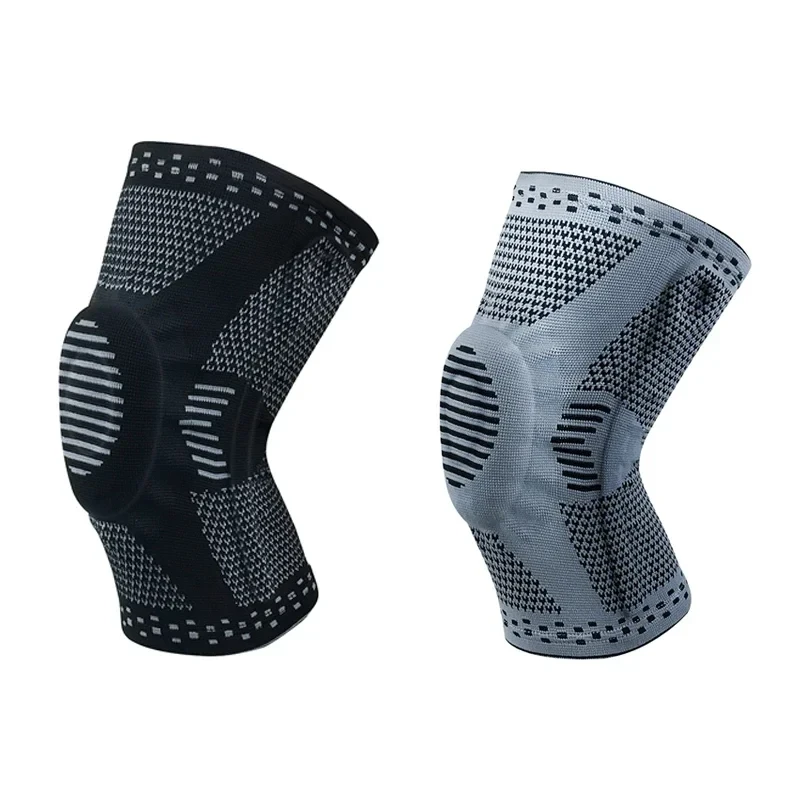 1 piece Patella Knee Protector Brace Silicone Spring Knee Pad Basketball Knitted Compression Elastic Knee Sleeve Support Sports