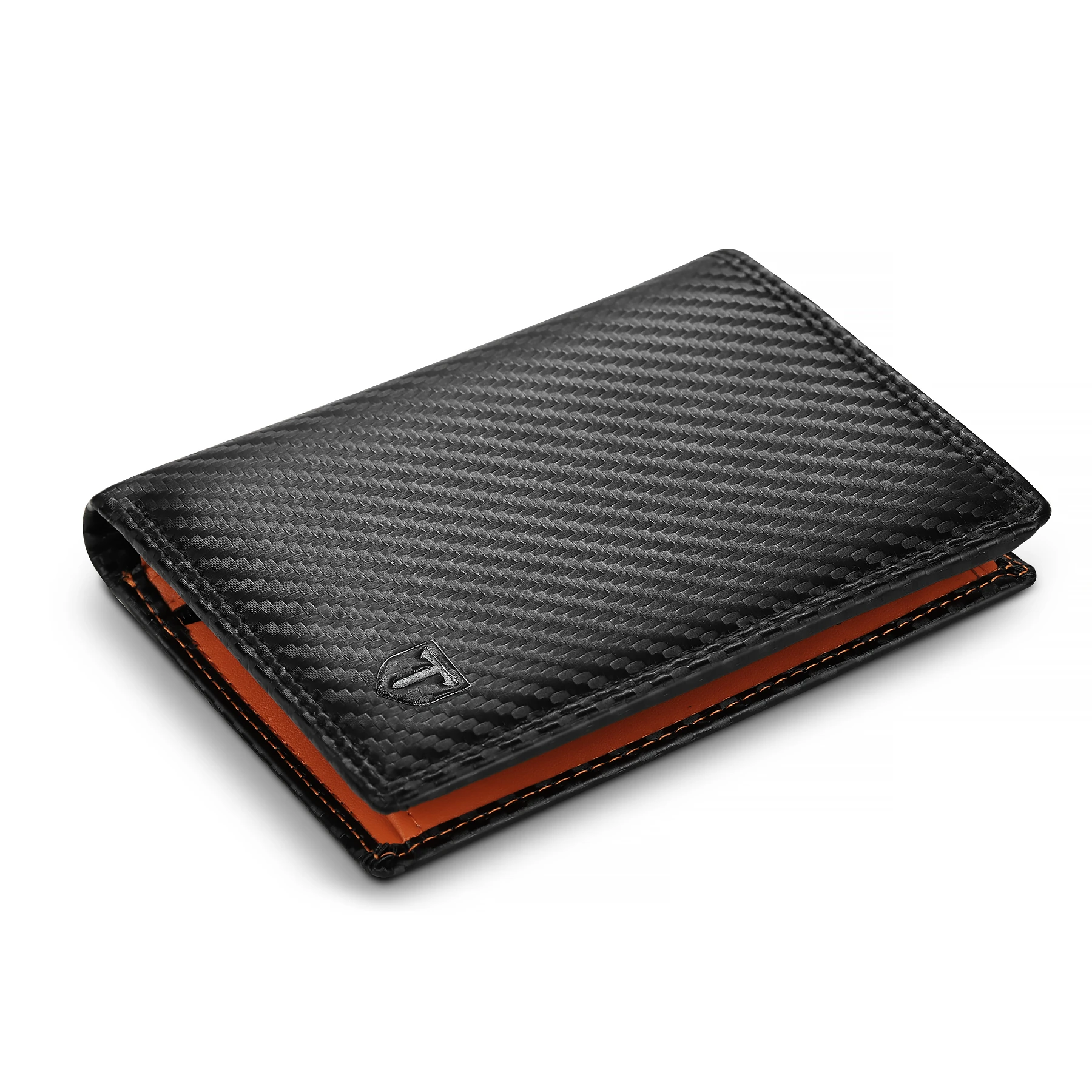 TEEHON Wallet Men Carbon Fiber Leather Long Black Purse Coin Pocket RFID Credit Card Holder