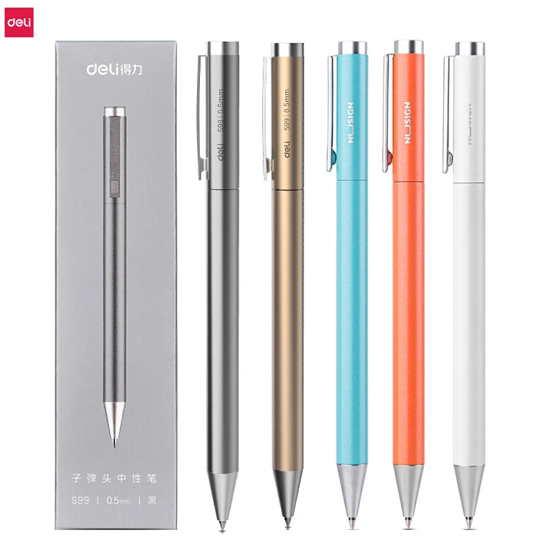 Xiaomi Deli Metal Sign Pens Mijia Gel Pen PREMEC Smooth Switzerland Refill 0.5mm Japan Black Blue Ink Signing Pen Gift