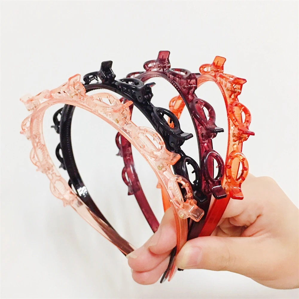 Unisex Multi-layers Hollow Braided Hair Band Hoop Clip Headband Bangs Fixed Clip Hairpin Headdress Hair Accessories for Gilrs