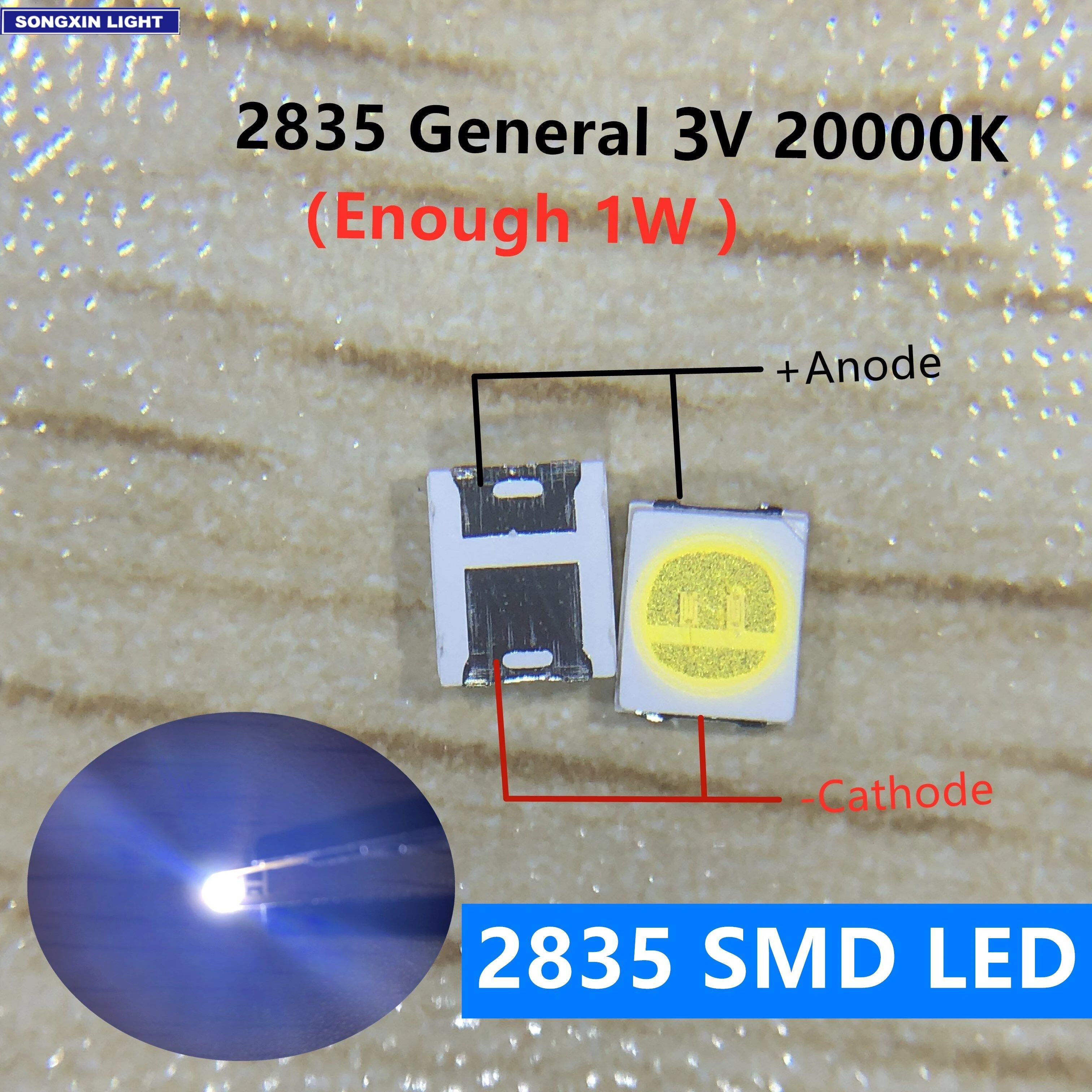 100pcs Original LEXTAR 2835 3528 1210 3V 2W SMD LED For Repair TV Backlight Cold white LCD Backlight LED