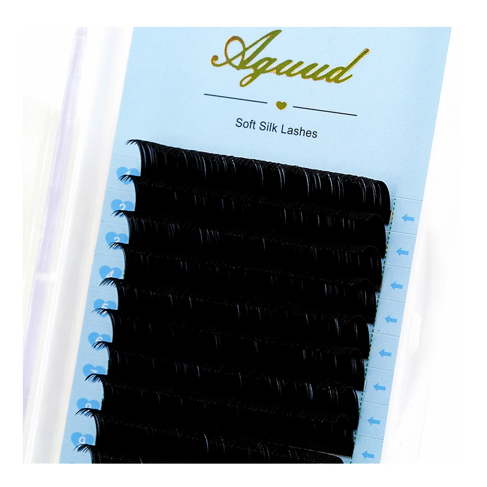 AGUUD 12 Rows Korea Silk False Mink Eyelashes Extensions Natural Soft Individual Eyelash Russian Volume Eye Lash Cilios