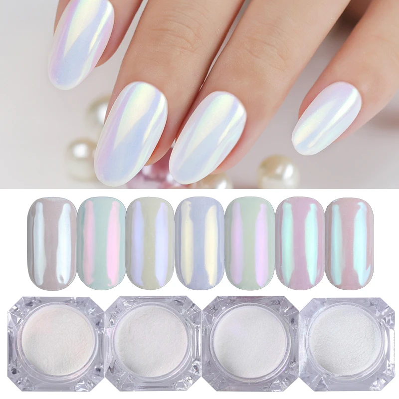 1 Box Neon sparkle Mirror Nail Glitter Pearl Powder Auroras Iridescent Effect Nails  Pigment Dust UV Gel Polish Decor